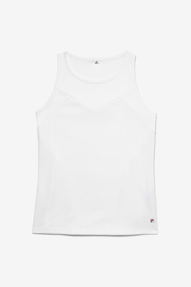 Fila Tank Top White Line Full Coverage Womens White - India VGN-846902